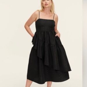 Women’s Tiered Ruffle Midi Tank Dress - Size Small